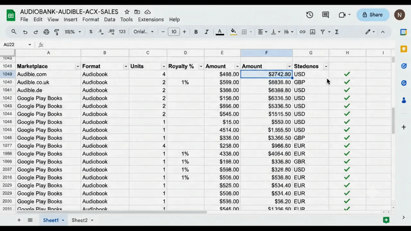 Live audiobook sales landing across marketplaces